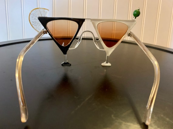 Vintage Pair of Martini Glass Shaped Sunglasses, … - image 5