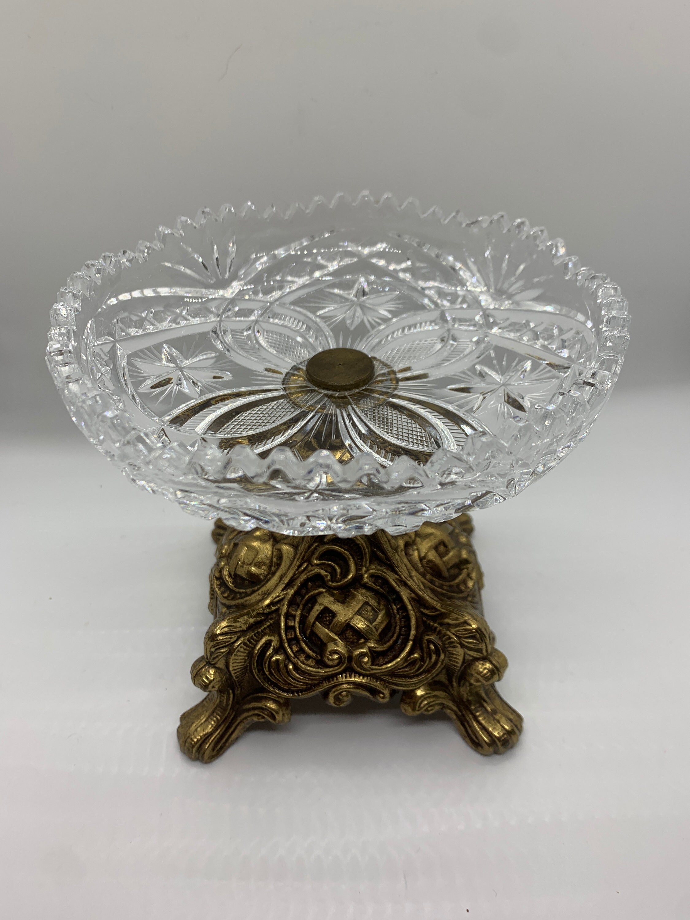 Vintage Lead Crystal Compote or Pedestal Bowl With Etsy
