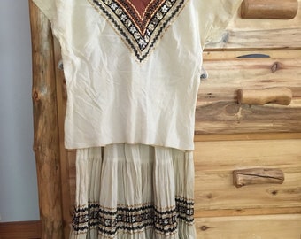 Vintage 1960s Soledad Patio Set, Southwestern Two Piece Skirt, XS