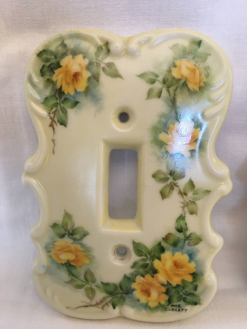 Vintage Set of 4 Hand Painted Porcelain Outlet Covers Vintage Etsy