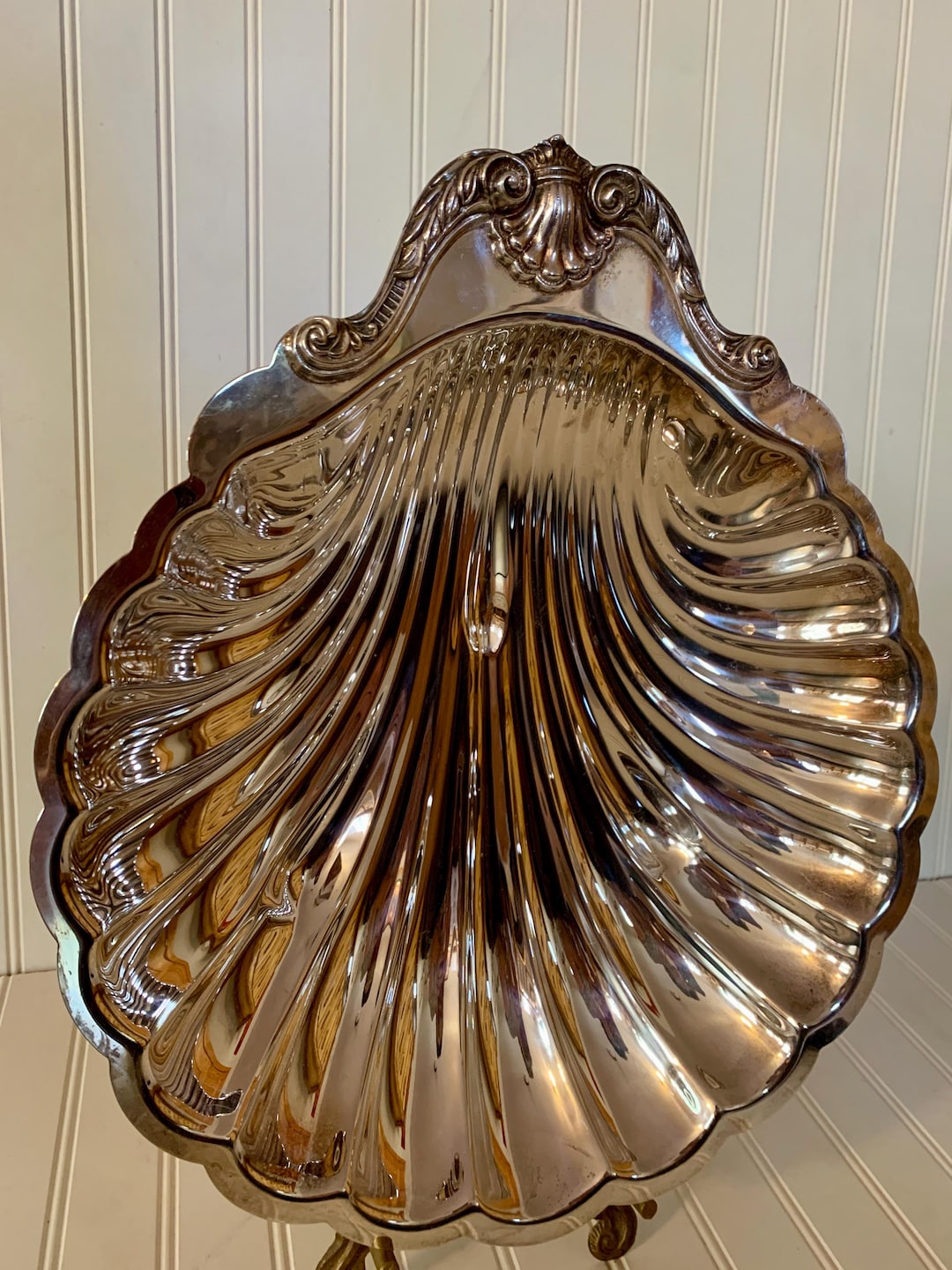 Leonnard Shell Vintage Leonard Silver-plate Large Clam Shell Serving Dish 16” X 13.5 ...