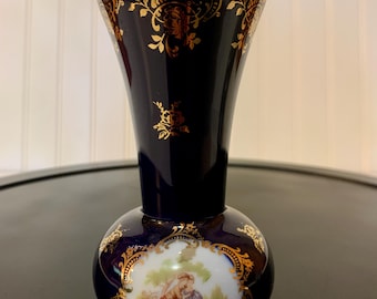 Vintage Limoges Castel Cobalt Blue 22 K Gold Accent Romantic