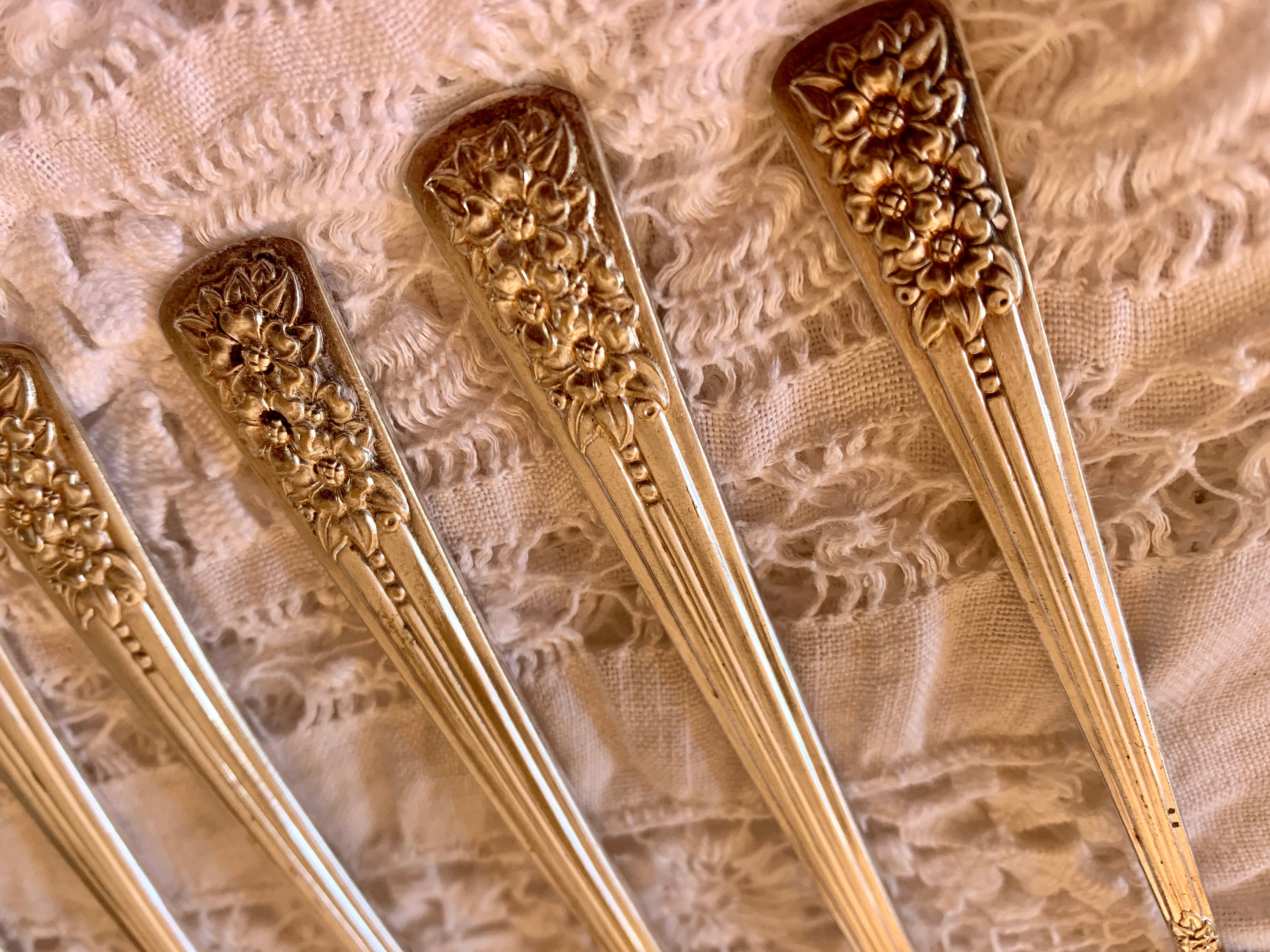 Silver Belle Pattern - Set of 7 Silver Plate Forks - Antique