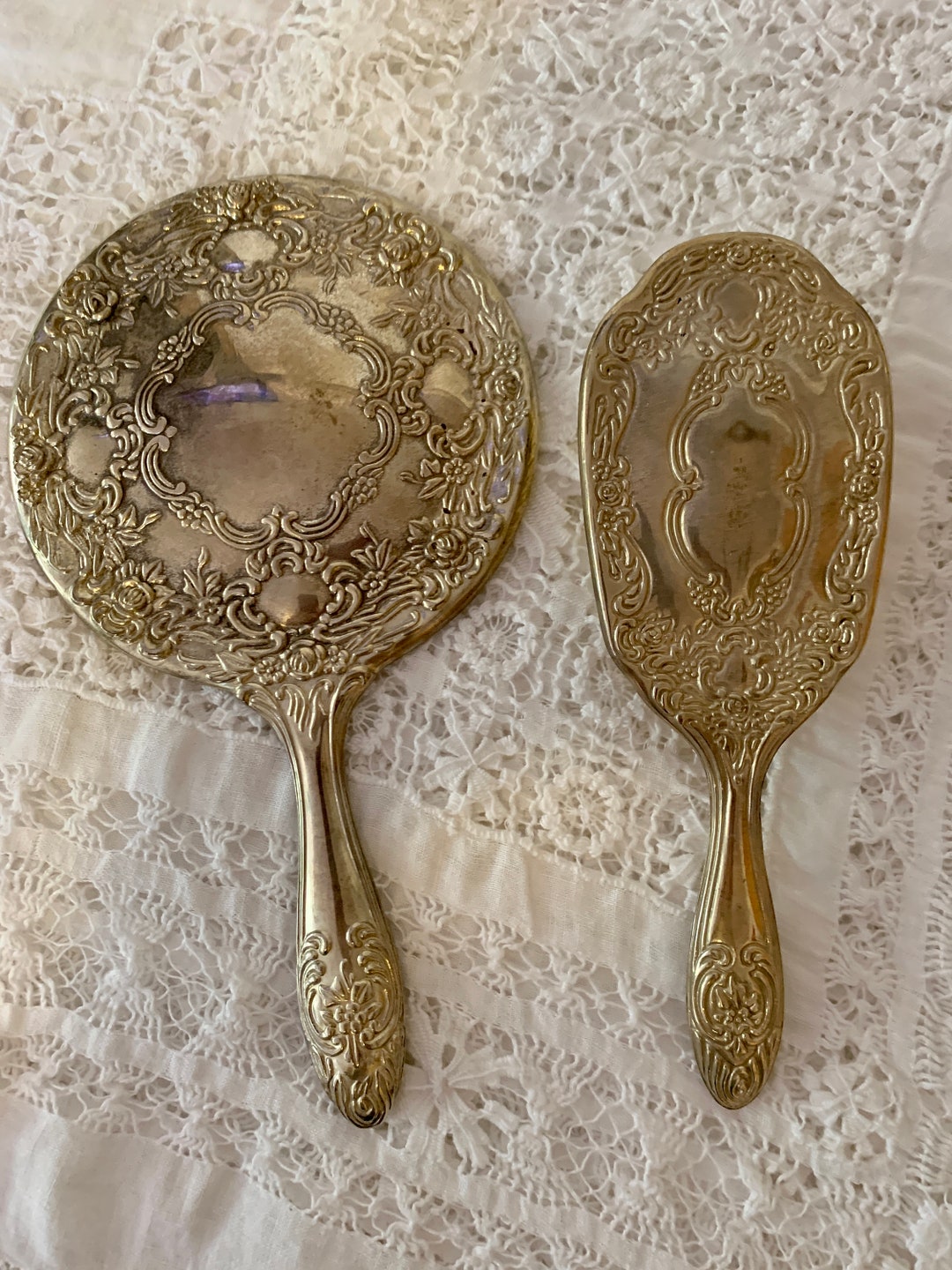 2piece Vanity Setmirror Brushhand Mirrorvintage Vanity Etsy