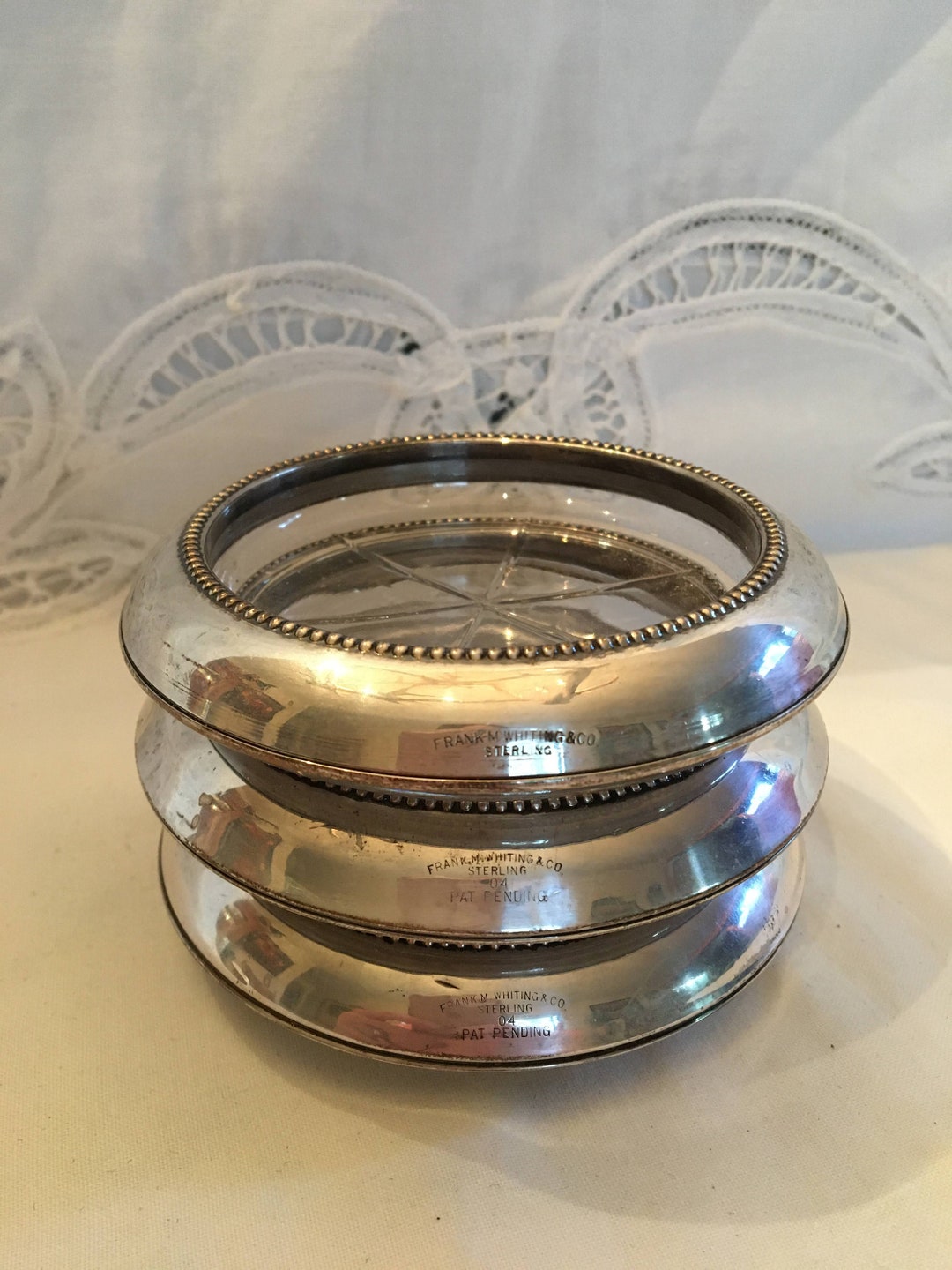 Frank M. Whiting & Co. Sterling Silver Drink Coasters Set of