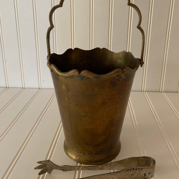 Vintage Brass Ice Bucket | Garden Planter | Old Pail | Brass Planter |Brass Hanging Planter | Water Storing Utensil | Multi Purpose Bucket