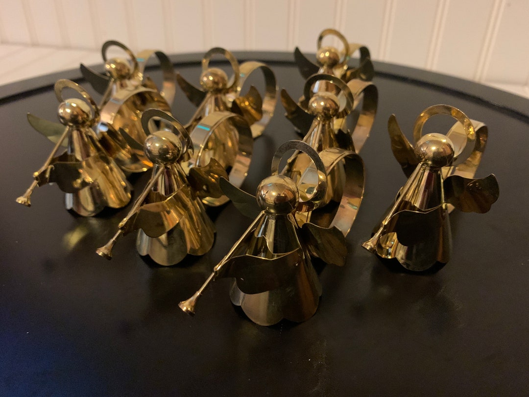 8 Brass Tone Angel Napkin Rings Christmas Napkin Rings Angel Etsy