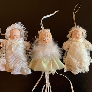 Vintage Miniature Porcelain Bisque Baby Doll Ornament