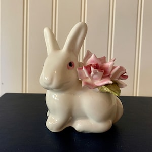 Raybur Staffordshire Bone China Decorative Bunny with Flowers