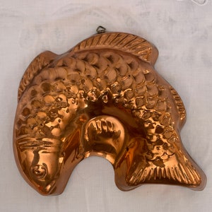 Vintage Copper Mold, Fish Mold, Pure Copper, French Country Decor, Mold for Jello, Gelatin, Salad, or Decor