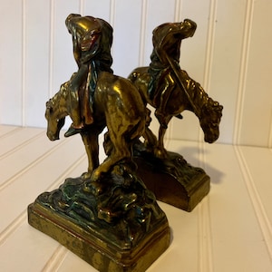 Vintage End of Trail Indian on Horse Figure Bookends - Pair of Bookends
