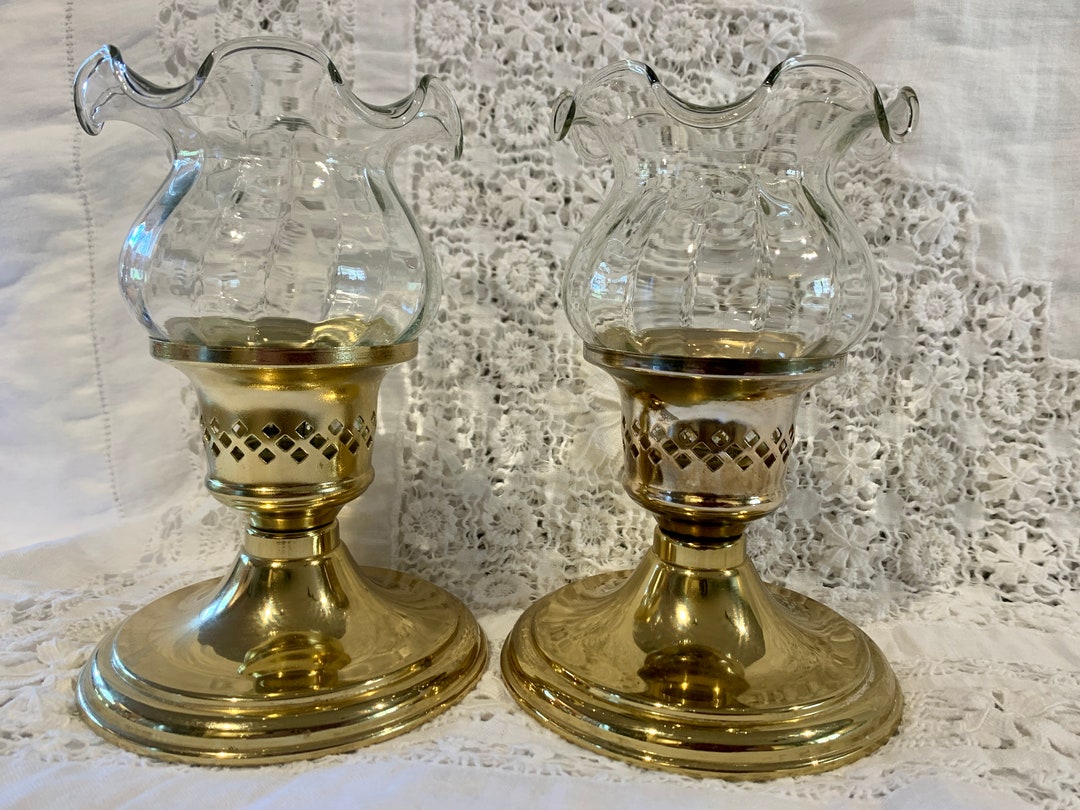 Set of 2 Gold Tone Princess House Candle Holders Matching Etsy