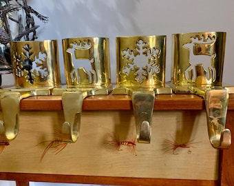 ONE Stocking Holder Vintage Heavy Snowflake or Deer Stocking Holder-Christmas Mantle Decor