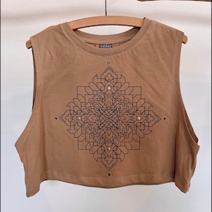 yoga crop tank top - geometric celtic shirt hippie boho ethnic clothing sacred geometry