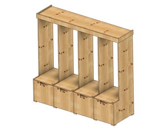 Tidy Lockers with Bench Storage – Woodworking Plans (Digital PDF Download)