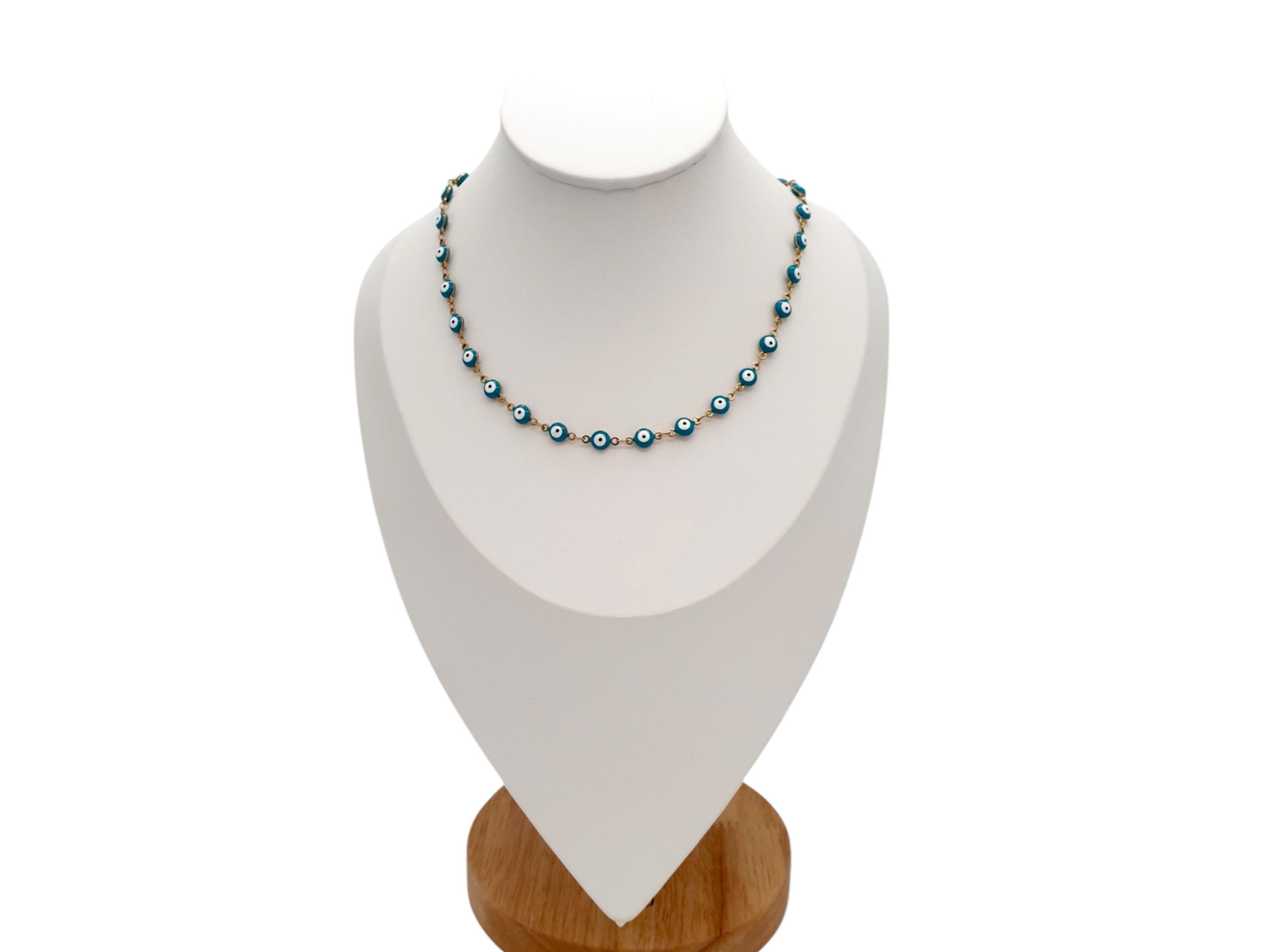 QianSiLi Collana Donna In Argento 925 Con Ciondolo Occhio Turco. Regalo Personalizzato, Catena 40+5 Cm.