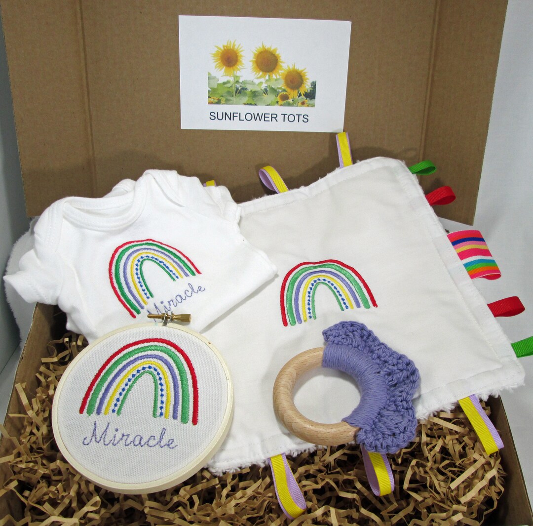 Personalized Newborn Baby Gift Set With Bright Rainbow Themed Etsy