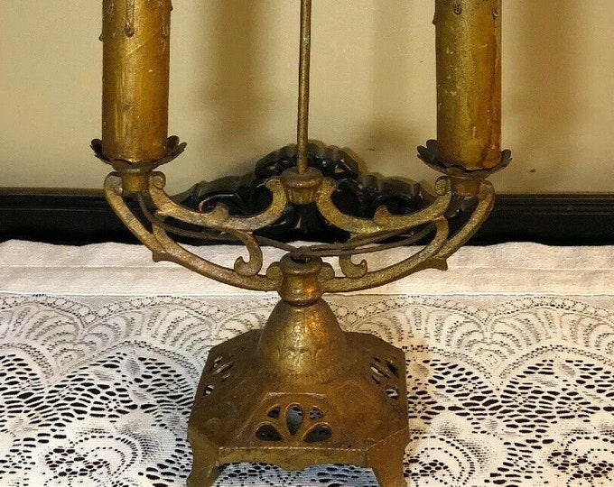 Antique Art Deco Double Candle Stick Lamp LAMP RESTORATION ~ Art Deco Style Twin Candle Lamp