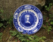 ROYAL WORCESTER Dr. John Wall Flow Blue Portrait Plate 10 quot Example 4