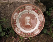 ROYAL WORCESTER Dr. John Wall Commemorative Portrait Plate, Salmon Hue. 11 Inches. Example 2