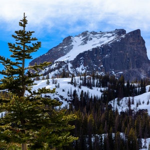 Hallett Peak in Winter at Rocky Mountain National Park, Colorado, Landscape Photography, Printable Digital Download, Wallpaper, Background