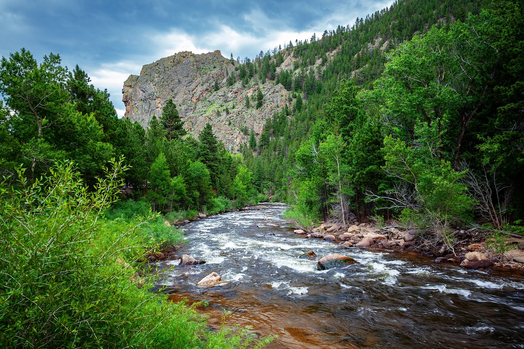 Profile Rock and Cache La Poudre River in Poudre Canyon in Summer