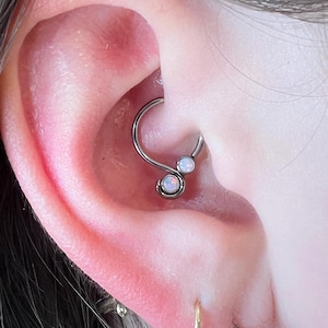 Handmade Hypoallergenic Niobium Opal “Orb Vallis” Daith Ring Piercing / Body Jewelry