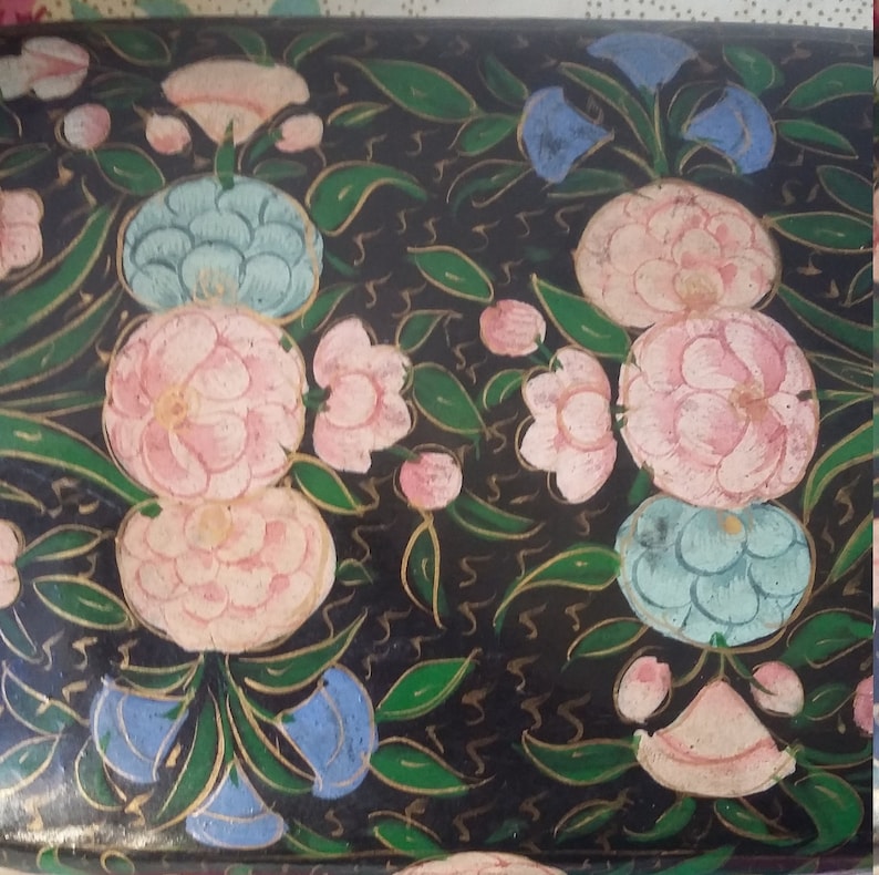 vintage Large wooden box hand painted