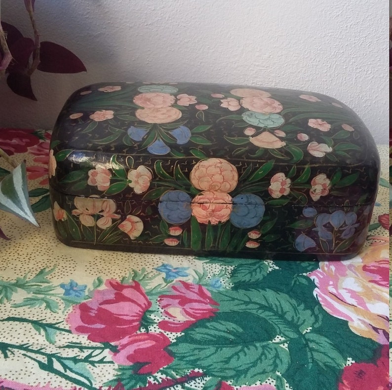 vintage Large wooden box hand painted