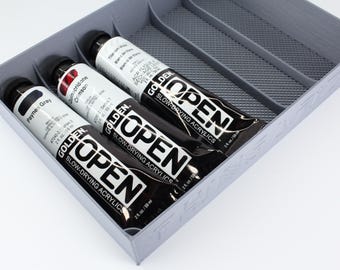 Paint Tube Organizer Tray: Holds 6 Colors - Fits 2oz Golden, Others - Made in USA