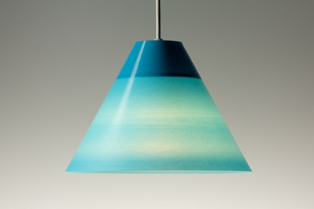 Large Ocean Blue Lamp Shade for Pendant Light 3D Printed by Thingatize