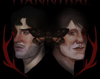 Hannigram Print | Hannibal and Will Graham Drawing Art Murder Husbands Art Prints Glossy