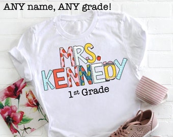 Personalized Teacher Sublimation Transfer - Ready to Press, School, Teacher, Back to School, Hand Lettered Design, gift for teacher