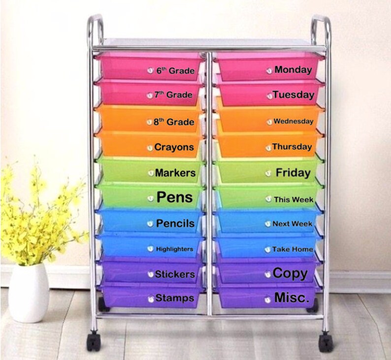 CUSTOM Rainbow Drawer Labels / Teacher Drawer Labels / Rainbow Etsy
