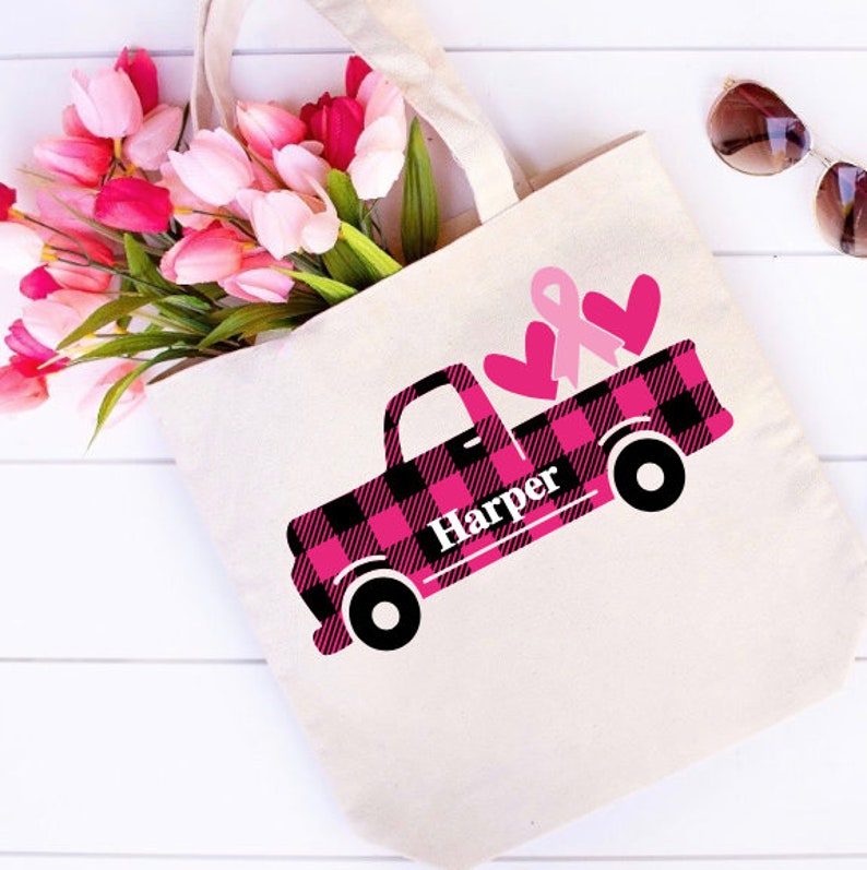 Personalized Breast Cancer Awareness Truck bag October Breast Cancer Awareness tote bag