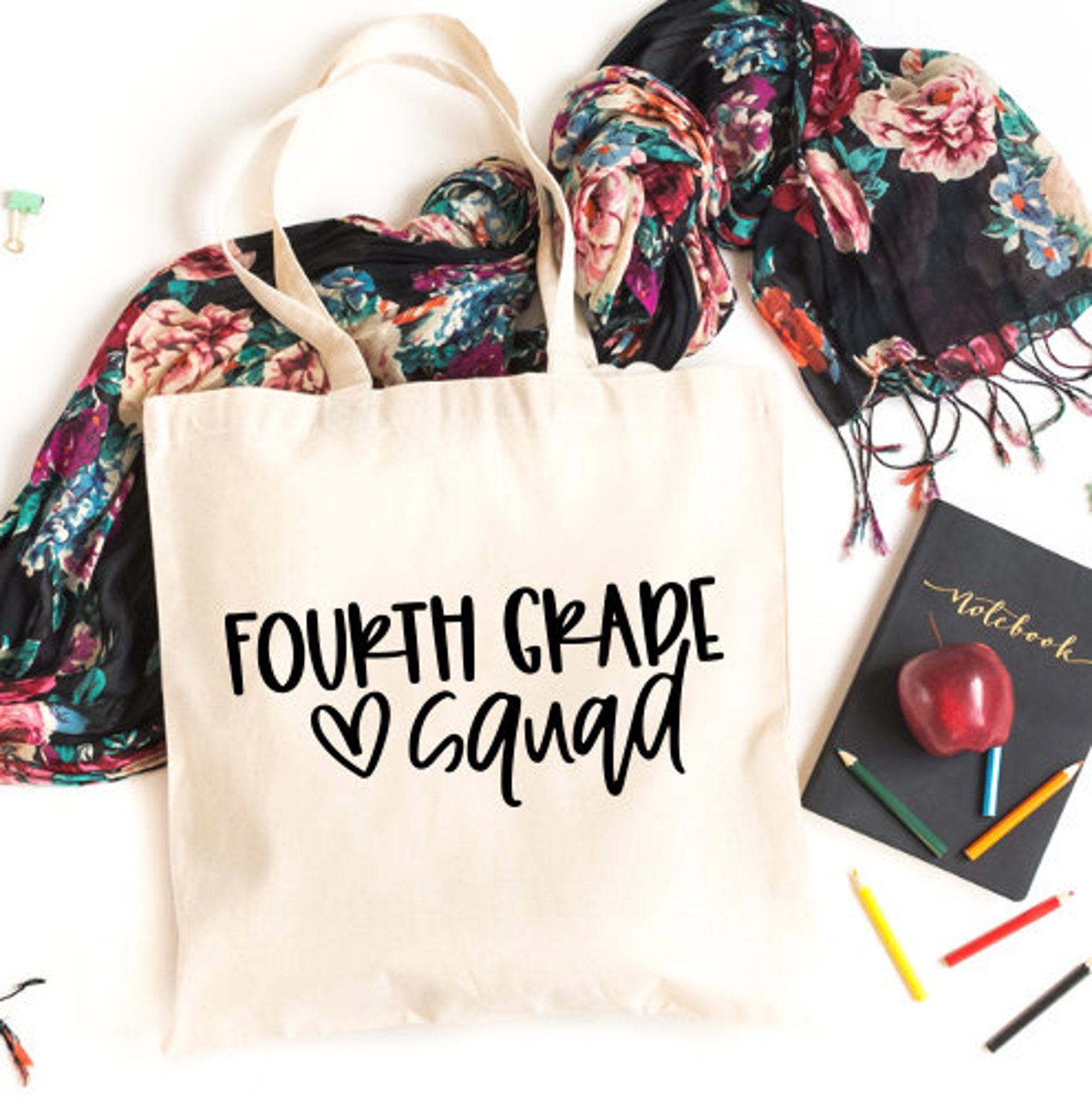 Fourth Grade Squad Tote Bag Teacher Tote Bag Tote Bag Back Etsy