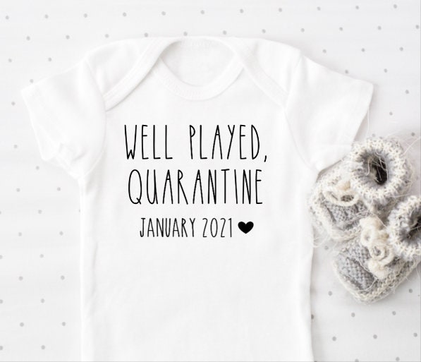 Quarantine Onesie, Personalized Pregnancy Announcement, Social Distan…