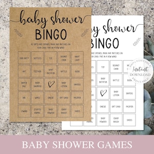 Editable Baby Shower Bingo, 30 Prefilled Baby Shower Bingo Cards, Printable Baby Shower Game Template, Virtual Baby Shower Games. SRP-030
