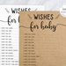 Baby Shower Games Editable, Printable Rustic Wishes for Baby Game Card ...