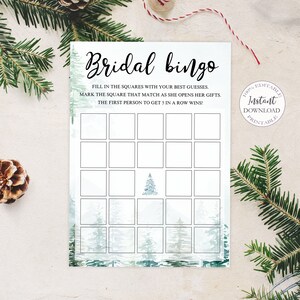 Bridal Shower Bingo Game Template, Editable Winter Bachelorette Party Games, Christmas Bingo Cards Editable, Holiday Bingo Game. SRP-031