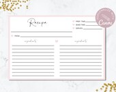 Recipe Card Template Editable, Custom Recipe Cards Printable, Recipe Page Canva Template, Recipe Cards 4x6, Personalized Recipe. SRP-026