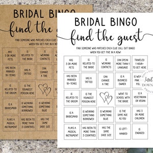 Find the Guest Bingo Game Template, Editable Bridal Bingo, Rustic ...