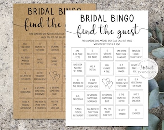 Find The Guest Bingo Game Template, Editable Bridal Bingo, Rustic Bridal Shower Games Printable,Bridal Shower Ideas,Instant Download.SRP-029