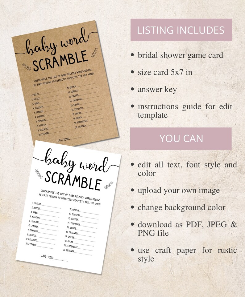 Rustic Baby Shower Games Template Covid Baby Shower by Mail Etsy