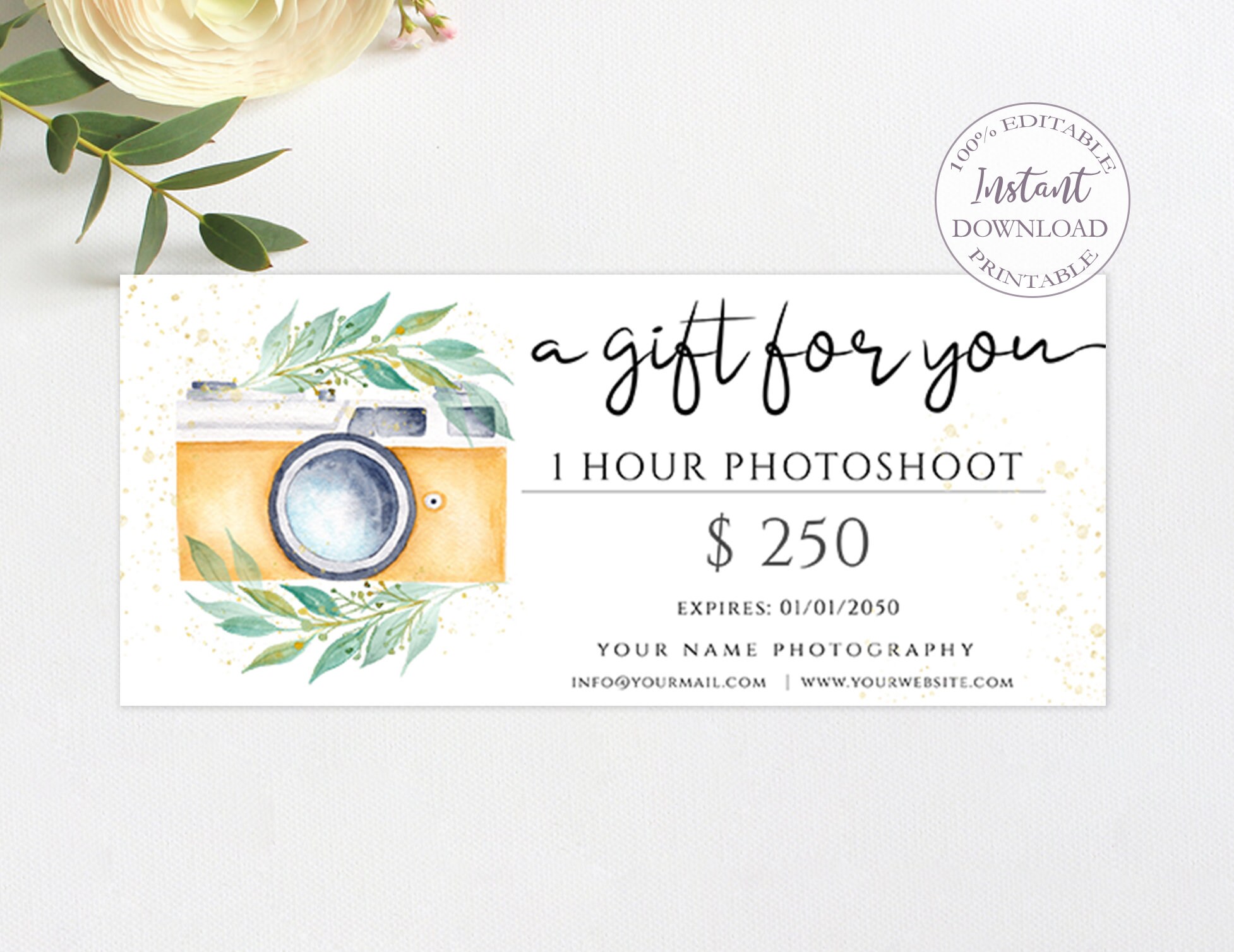 Photographer Gift Certificate Template Editable Graduation Etsy