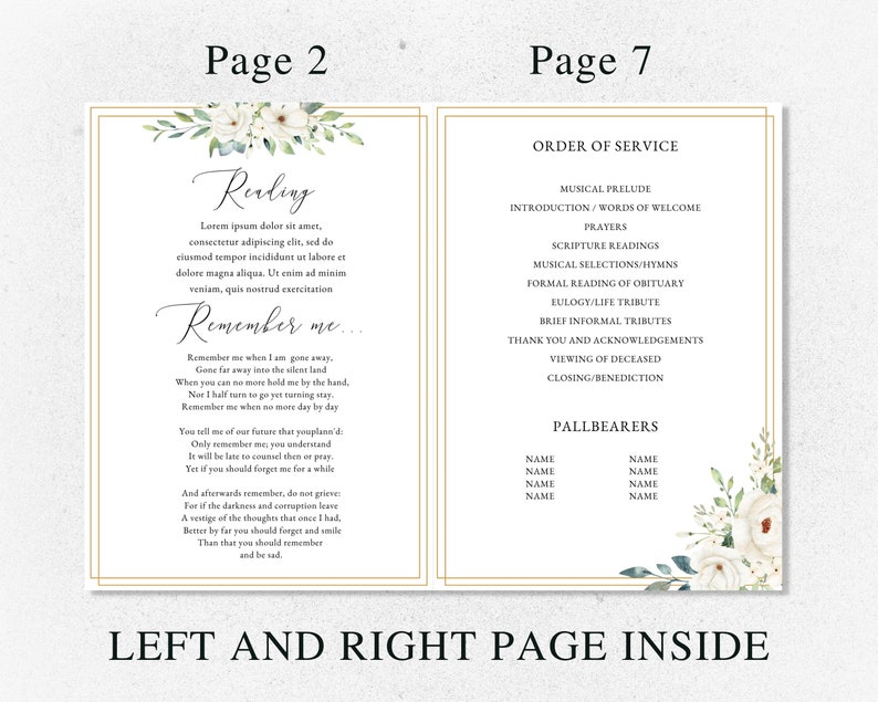 loss of father, funeral card, funeral brochure, celebration of life, funeral program, obituary template, loss of mother, in loving memory, loss of loved one, canva template, loss of grandmother, funeral template, obituary program