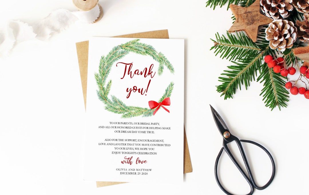 Christmas Wedding Thank You Cards Template, Winter Bridal Shower Thank — free download