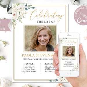 Funeral Announcement Template I CanvaTemplate Printable I Electronic Invitation I Funeral In loving memory I Celebration of Life
