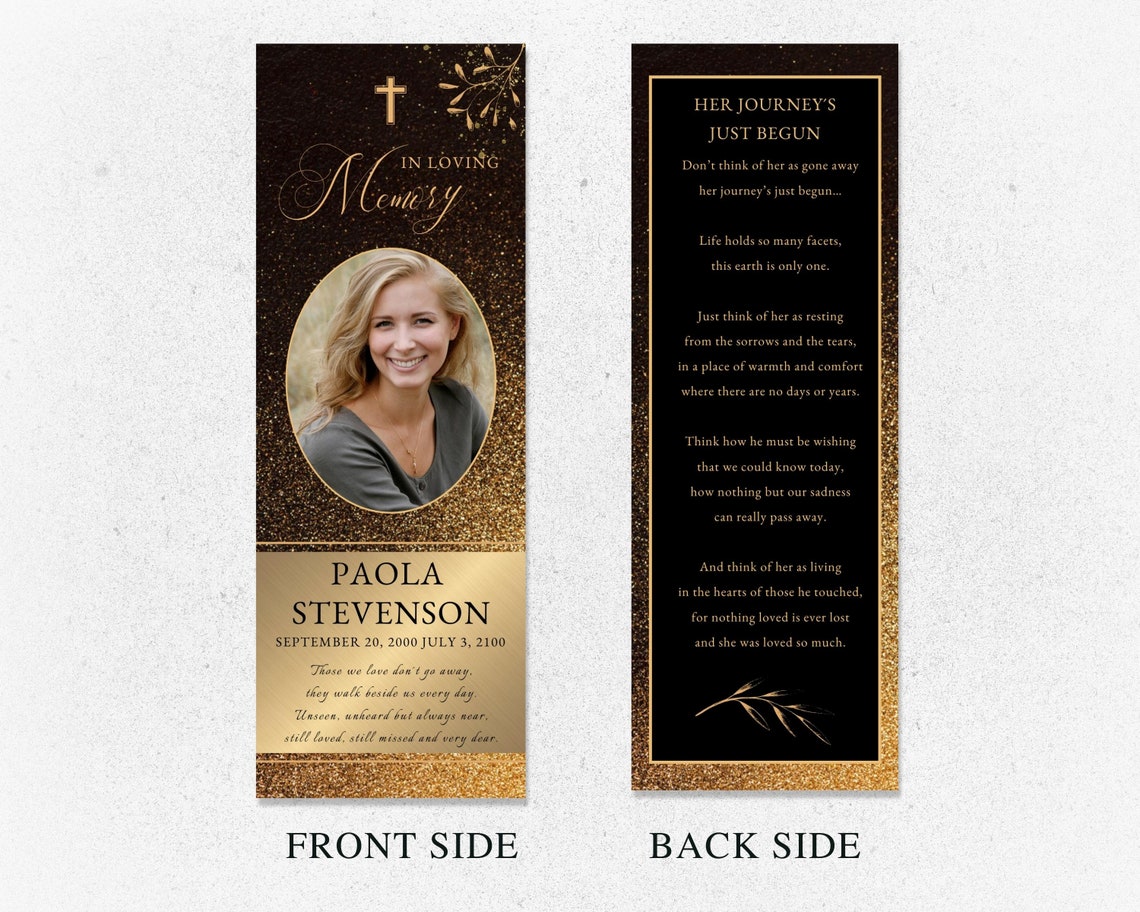 Black and Gold Obituary Template, Funeral Editable Canva Template,loss ...
