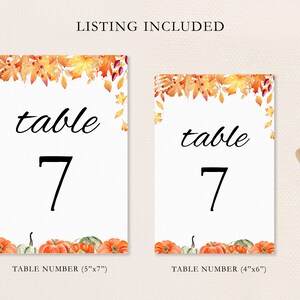 Fall Wedding Table Numbers Template, Printable Fall Wedding Decor ...